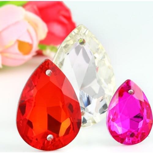 Point back rhinestones drop Crystal decoration High Quality Sew On Stones Double hole Strass Crystal DIY Glass Rhinestone For Se