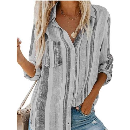 Popular Autumn and Winter New Fashion Color Stripe Large Size Shirt Women Clothing