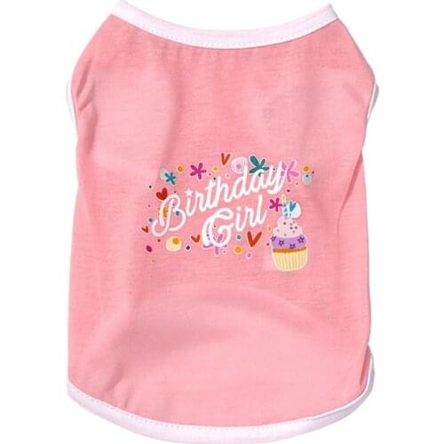 1Pcs Pet Cats And Dogs Spring And Summer Breathable Thin Cute Happy Birthday Vest Pink Pet Supplies Accessories