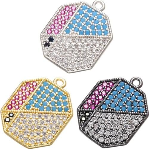 ZHUKOU 14x18mm mixed color crystal Italy style necklace pendant for women handmade DIY necklace jewelry Accessories model: VD655