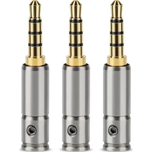 1/6/20/50pcs Headphone Plug 3.5 mm Jack 38mm Length 4 Pin Stereo Audio 3.5mm Plugs For 4.2mm Earphone Wire Solder Line Connector