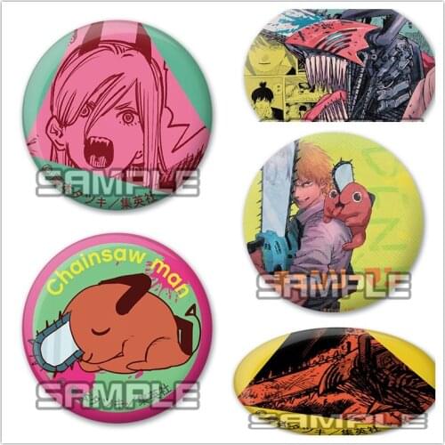 1pcs 58mm Anime Chainsaw Man Makima Hayakawa Metal Iron Brooch Icons Button (Gua)