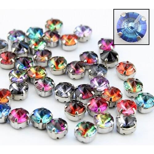 144PCS Sew On Rhinestone,10mm Rivoli Tourmaline K9 Glass With Claw, Sew On Claw Rhinestones 1122 Rivoli Fancy stone for sewing