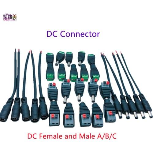 2/5/10 Pairs DC Connectors A/B/C 2.1*5.5mm for LED Strip Free Welding LED Strip Light Adapter Female or Male Connector Free ship
