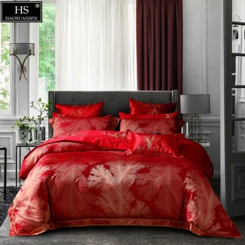 Fireworks Tree Design 4/6/9pcs Bedding Sets Jacquard Red Bed Linens Bedspread Cushion Cover Pillowcase Quilt Cover Bed Sheets