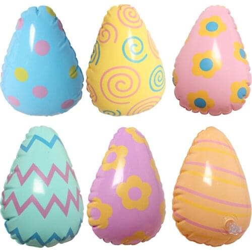 6PCS Cartoon Easter Egg Balloons Decor Inflatable PVC Cute Blow Up Holiday Party Decoration Easter Funny Toy Supplies For Kids