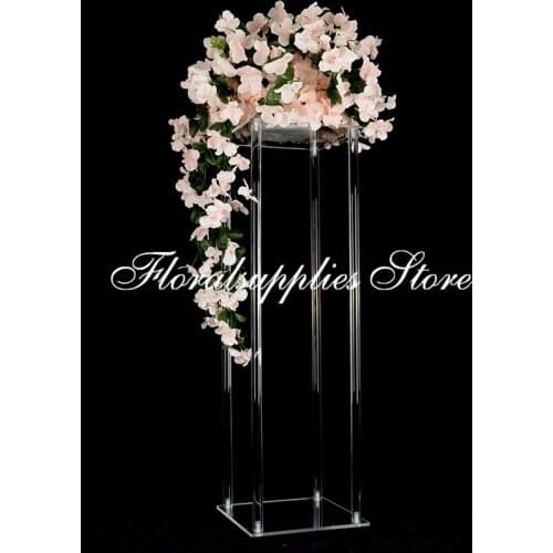 10PCS 80 cm Tall 25 cm Diameter Clear Flower Stand Acrylic Flower Rack Wedding Centerpiece Table Decoration