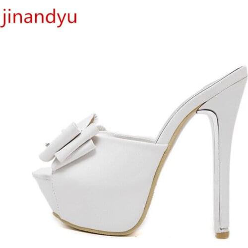 Platform Shoes Black White High Heel Shoes for Wemen Sliders Shoes Platform Sandal Femme Extrem Heels Summer Woman Slippers