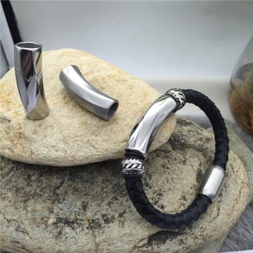 9mm Big Hole Beads 316l Stainless Steel Arc Bead Cylinder Spacer Bead For Jewelry Making Men Bracelet Accessories Wholesale