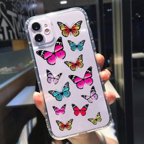 Cute Colorful Butterfly Pattern Phone Case Cover for Iphone 11 Pro Max 8 7 6s XR PLUS X XS SE2020 12 Mini Soft Shockproof Coque