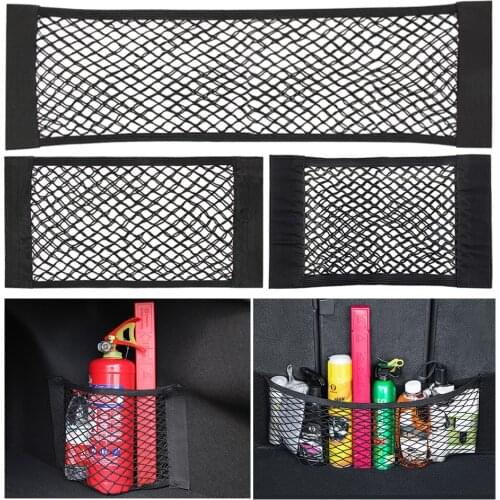 1pc Car Back Auto Pocket Cage Organizer Holder Comel Seat String Net Mesh Magic Sticker Trunk Hanging Bag Storage Boot Universal
