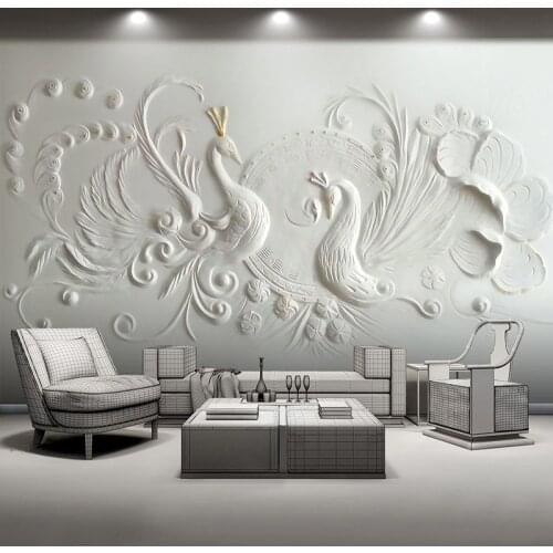 Custom Mural 3D Stereoscopic Relief Peacock Photo Wall Fresco Bedroom Living Room Sofa TV Background Wall Murals Wallpaper Decor