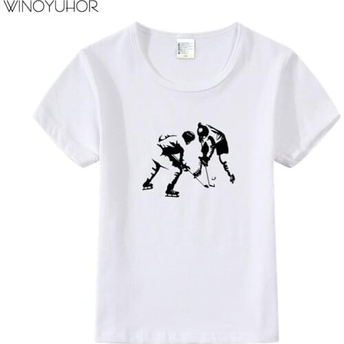 Boys Girls Ice Hockeyer T-shirt Children Short Sleeves Summer Casual T Shirt Kids Tops Tees Baby Clothes
