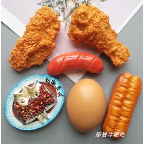 Simulation food fried chicken fritters refrigerator magnet resin egg chicken wings chicken legs hot dog magnet