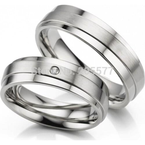 Anel de prata white gold color his and hers rings handmade titanium wedding rings engagement CZ diamonds rings sets