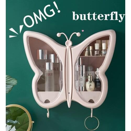 Cosmetic Storage Box Make-up Organizer Jewelry Storage Box Lipstick Holder Plastic Box Hook Wash Rack Wall Hanging Free Punch