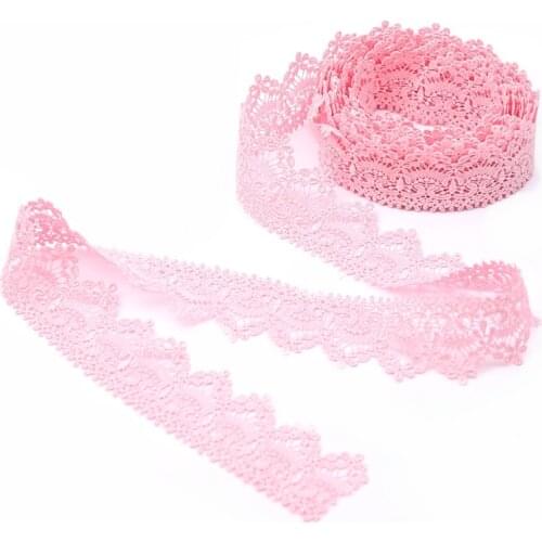 2Yard/Lot 1Yard Be Equal To 0.91 Meter Pink High Quality Lace Trim Delicate Floral Lace Ribbon Venise Lace Fabric For Costumes