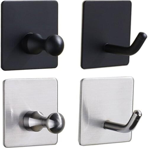 Black Hooks for Bathroom Kitchen Hanger Stainless Steel Wall Hook for Keys Coat Towel Hook Robe Hook Bathroom Hardware