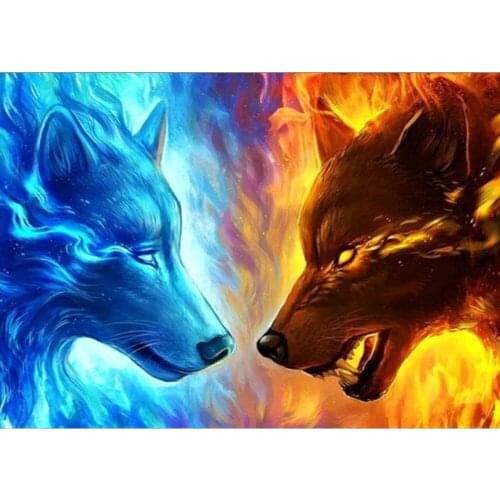 LaoJieYuan Wolf DIY 5D Diamond Painting Full Round Drill Resin Animal Diamond Embroidery Cross Stitch Home Decor Drop&ship Wall