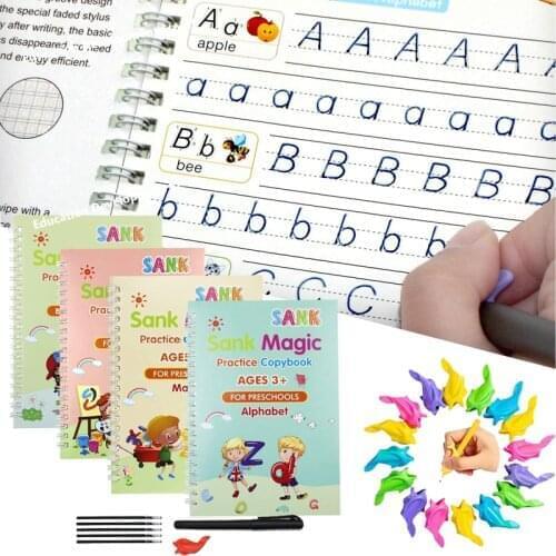 27pcs/set Sank Magic Practice Copybook Free Childrens Books Handwriting Reusable Writing Paste for Calligraphy Montessori Book