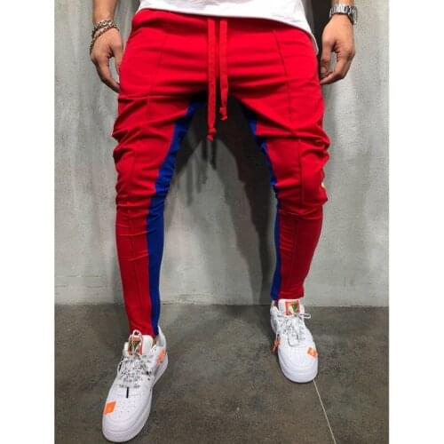 Men 2020 Patchwork Stripe Gym Cargo Combat Trousers Tracksuit Bottoms Skinny Joggers Sweat Track Pants