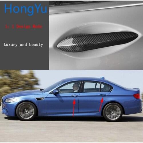 For BMW M5 F10 2012 2013 2014 Auto Exterior Carbon Fiber Made Door Handle Cover Sticker Decorations Overlay Trim