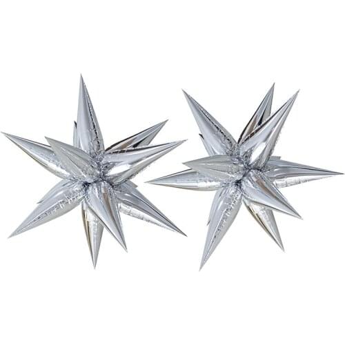 New Star Balloons Foil Balloon for Birthday Bachelorette Engagement Wedding Party, 2Pcs Large Silver Balloon