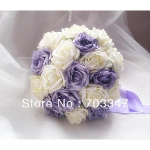 New Arrival!! 7pcs X PRETTY Foam Rose Bouquet W/Ribbon Wrapped Stem Wedding Decor Bridal Bouquet