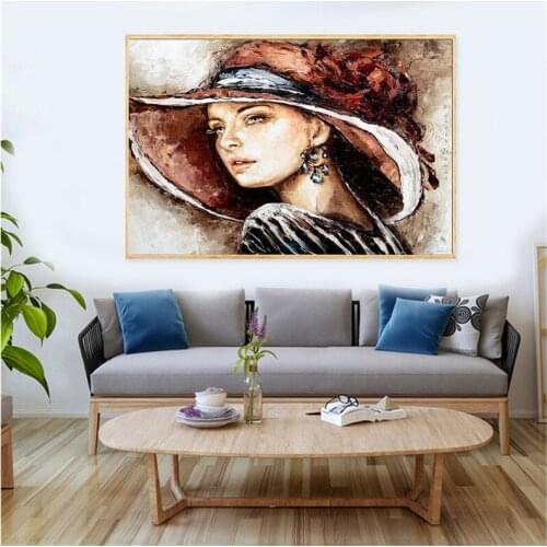 Full Square Round Drill 5D Diy Diamond Painting Hat girl Embroidery Cross Stitch women Mosaic Home Decoration diamond ArtZP-3582