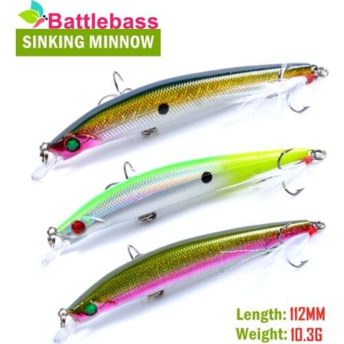 BATTLEBASS Minnow Fishing lure Pike Carp Fishing Artificial Hard Bait 11cm 10.5g Fish Lures Deep Swim Wobbler Crankbait Tackle