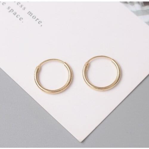 Korean Simple Minimalist Round Hoop Earrings for Women Smooth Gold Small Circle Brincos Boys Girls Fashion Party Cheap Jewelry