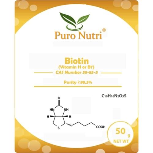PuroNutri USP/EP Top Quality Pure Vitamin D Biotin Powder Biotinum Vitamin H B7 Coenzyme R 58-85-5