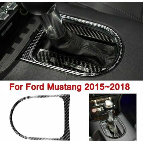 Carbon Fiber Auto Center Control Gear Shift Panel Cover Trim Frame For Ford Mustang 2015-2018 Car Styling Accessories