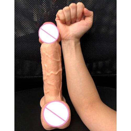 280MM*65MM Thick Glans Dildo Realistic Stiff Cock Skin Feeling Silicone Penis Huge Big Dick Erotic Lesbian Adult Sex Product