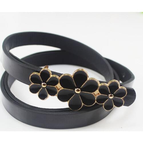 103x1cm Candy color 3 flower buckle belts for women dresses 2019 Female red leather belt brand Slimming Belts Cinturones