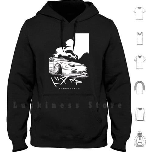 S - Chassis Burnout hoodies long sleeve S13 S14 S15 Ca18 Sr20 Skyline Nissan Jdm Japanese Drift Stance Low Car Cloud