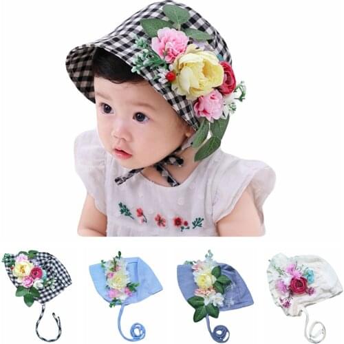 Lovely Baby Hat Sweet Toddler Kids Beach Sun Cap Fisherman Hat Flower POTS Cap Hair Accessories Photography Props Holiday Gifts