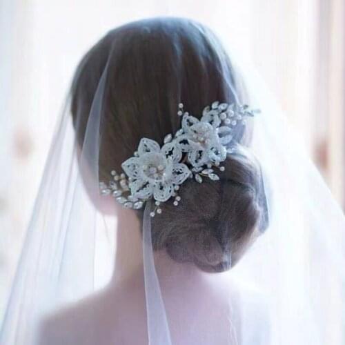Handmade Floral Crystal Wedding Bridal Headbands Tiara Flower Hairbands Hair Clip Headpiece Wedding Hair Accessories