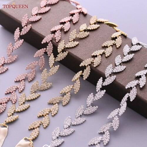 TOPQUEEN S198 Wedding Dress Belts Alloy Leaves Belt Women Bright Belt Bridesmaid Diamond Sash Belt Bridal Belts Formal Belt