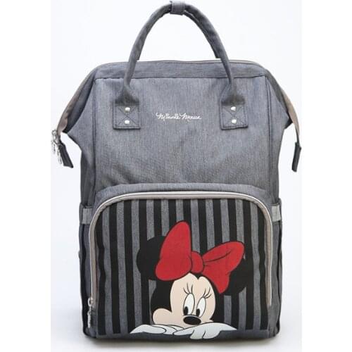 Disney Mickey Minnie Mommy Bag Waterproof Multifunctional Large Capacity Shoulder Fashion Maternal and Baby Bag
