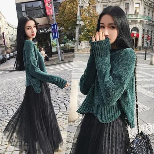 2021 Women Autumn Winter Fashion Suits Female O-neck Knit Pullover Sweater Tops Ladies Loose A-line Skirts Two-piece Sets Y489