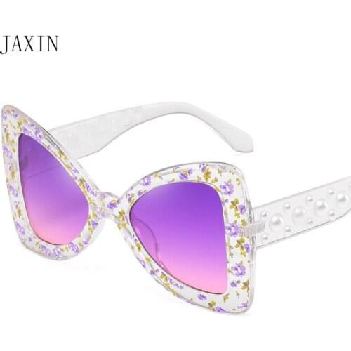 JAXIN Personality bow Sunglasses Women trend new brand design Sun Glasses MS floral beautiful frame cute wild UV400 oculos 2019