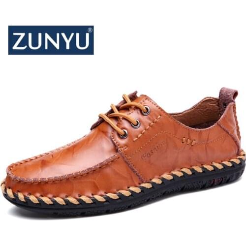 ZUNYU 2018 New Fashion Men Leather Casual Shoes Spring Autumn Lace up Male Krasovki Masculino Adulto Shoes men Slipt Leather