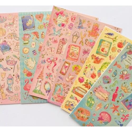 1 Sheet Alice Princess Flower Gilding Sticker Scrapbook Decoration PVC Stationery DIY Stickers