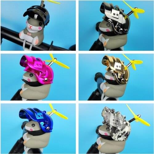 1pcs Cartoon helmet Hamster Bicycle Bells Shining Mountain Bike Handlebar Head Light for Cycling MTB Road Bike Motor Ctrative