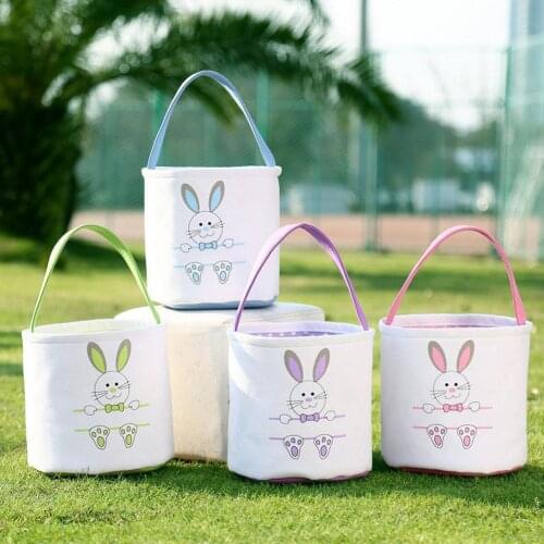 1pcs Easter Bunny Tote Bag Styles Rabbit Canvas Buckets Jute Burlap Ears Easter Bucket Gift Bag Festive Party Supplies