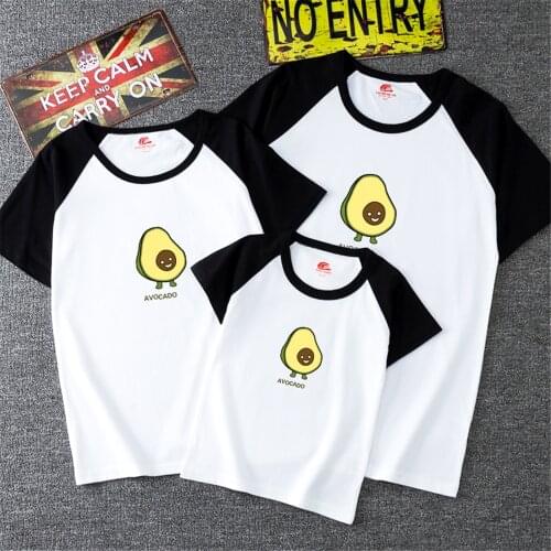 100%Cotton High Quality Family Matching T Shirts Raglan Sleeve Avocado Printed Family Look Outfits Kids Girls Boys Tee Shirts