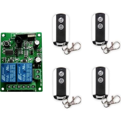 DC12V 24V 2 CH Channels 2CH Wireless Remote Control Switch System Receiver & 2 Keys metal waterproof Remote garage door / window