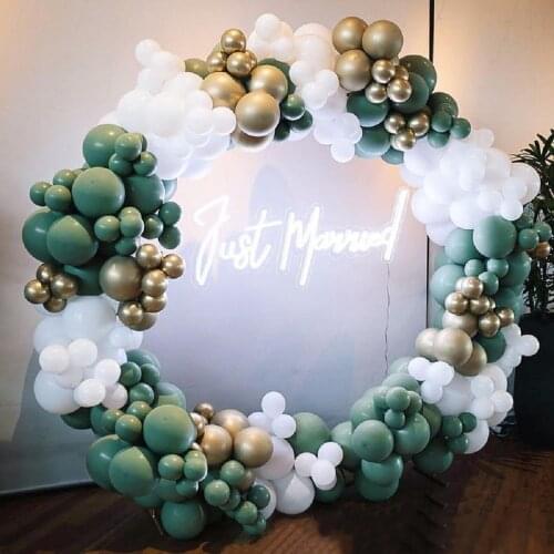 160pcs Bean Green Balloon Garland Arch Kit Chrome Gold Latex Globos for Wedding Bridal Shower Birthday Party Decorations
