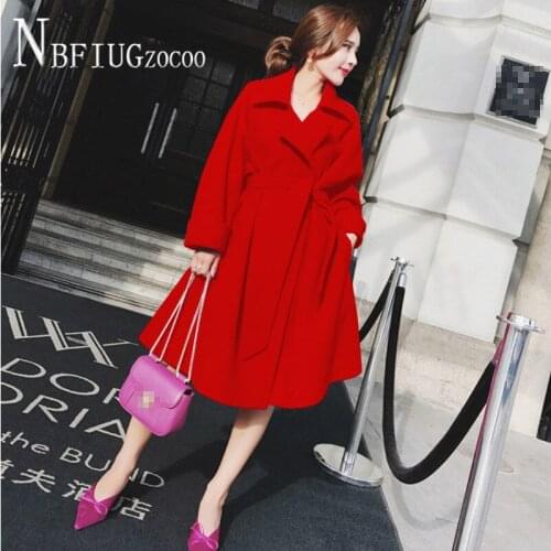 2020 Autumn Winter New Korean Temperament Women Coat Waist Strap Female Woolen Coat